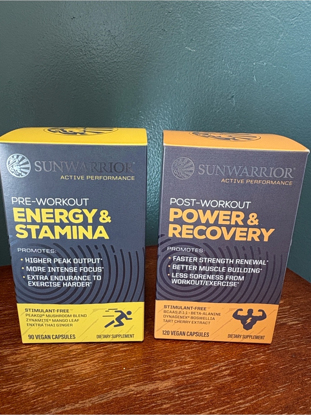 Sunwarrior pre and post workout capsules